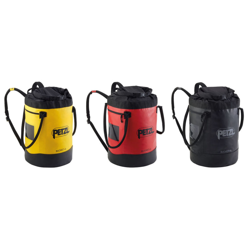 Petzl Bucket Rope 45 Litre Rope Bag in 3 colour-ways, yellow, red and black