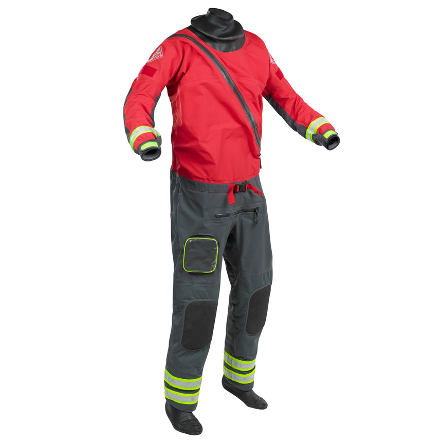 Palm Resuce Drysuit in Red and Jet Grey showing front
