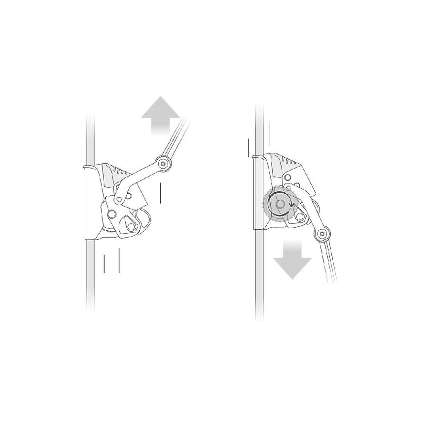 The ASAP LOCK trails freely, following the user as they move along the rope without the need for manual operation.