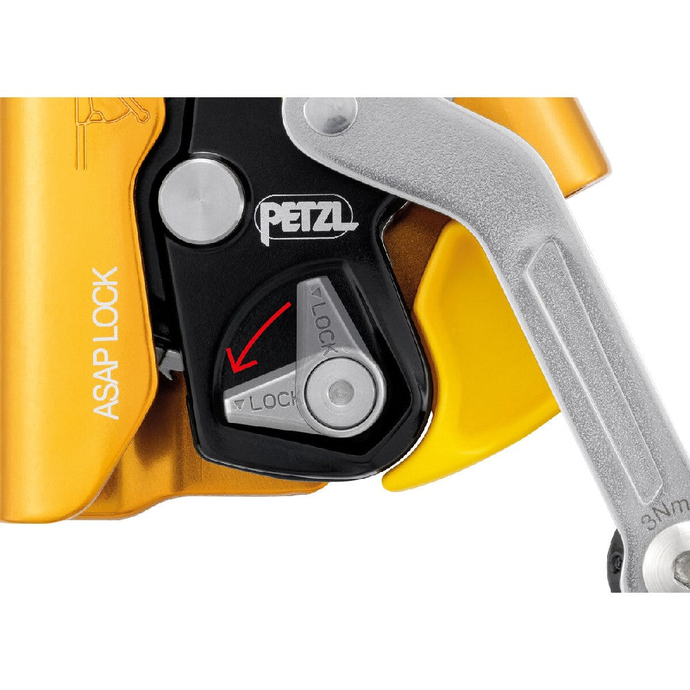 The integrated LOCK function allows the user to immobilize the device in order to reduce potential fall distance.