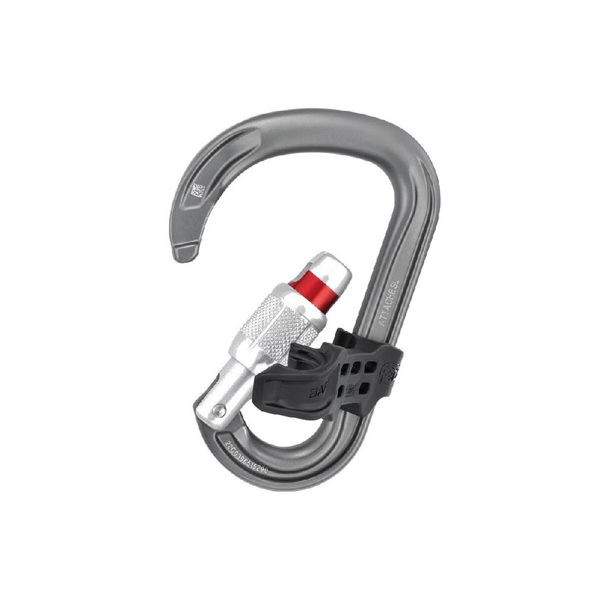 Petzl Attache Bar Carabiner Round-stock basket for smooth rope operation when belaying with a Munter hitch.