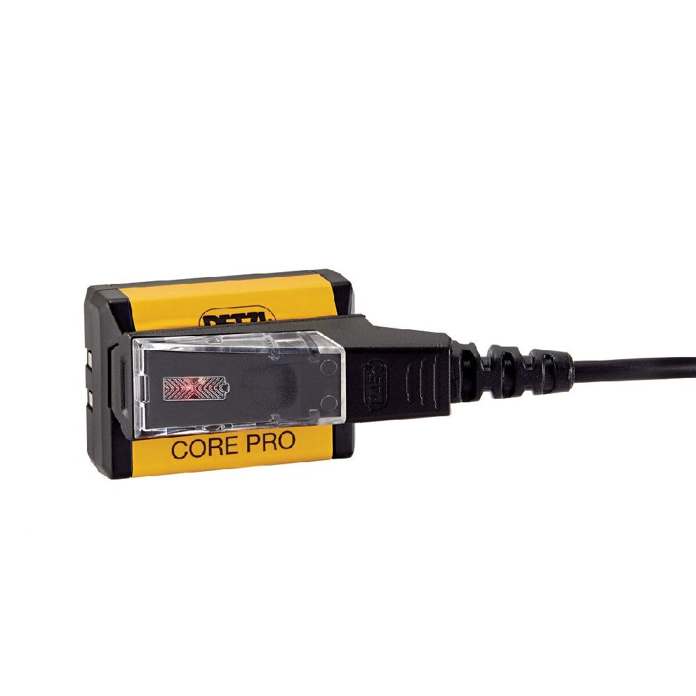 Petzl Core Pro Rechargeable Battery with charging cable connected