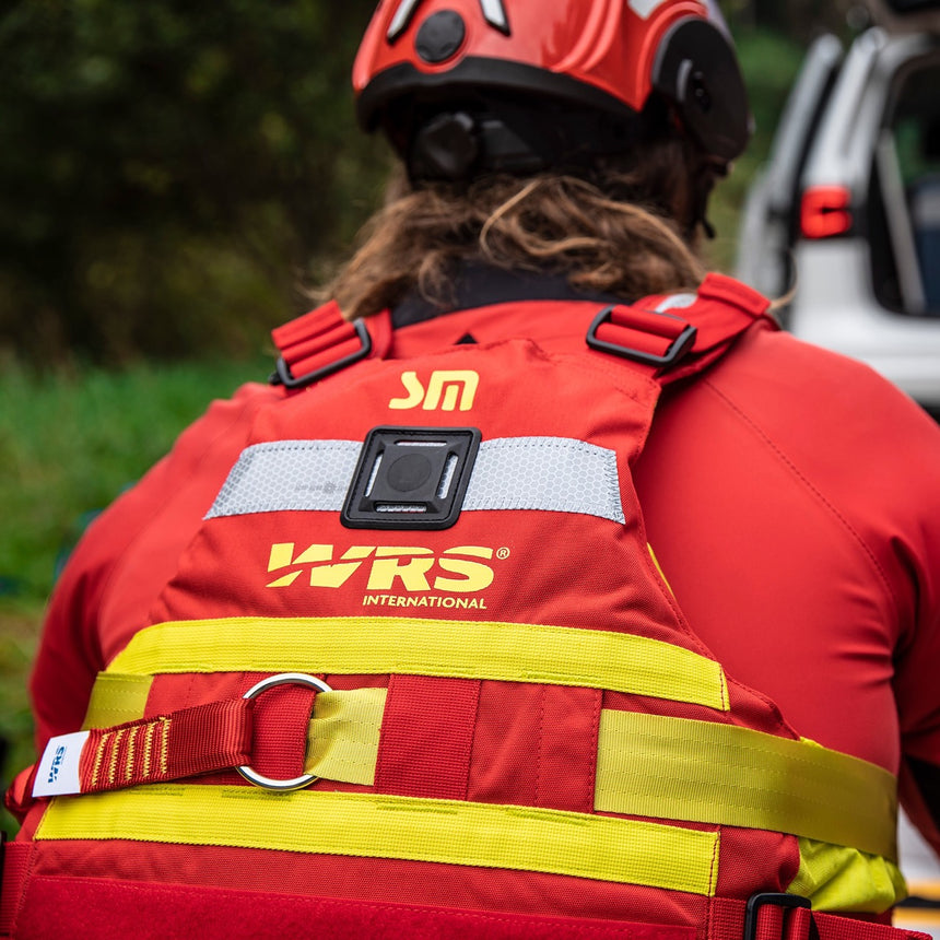 Model wearing WRS Rescue Wrap PDF with back facing