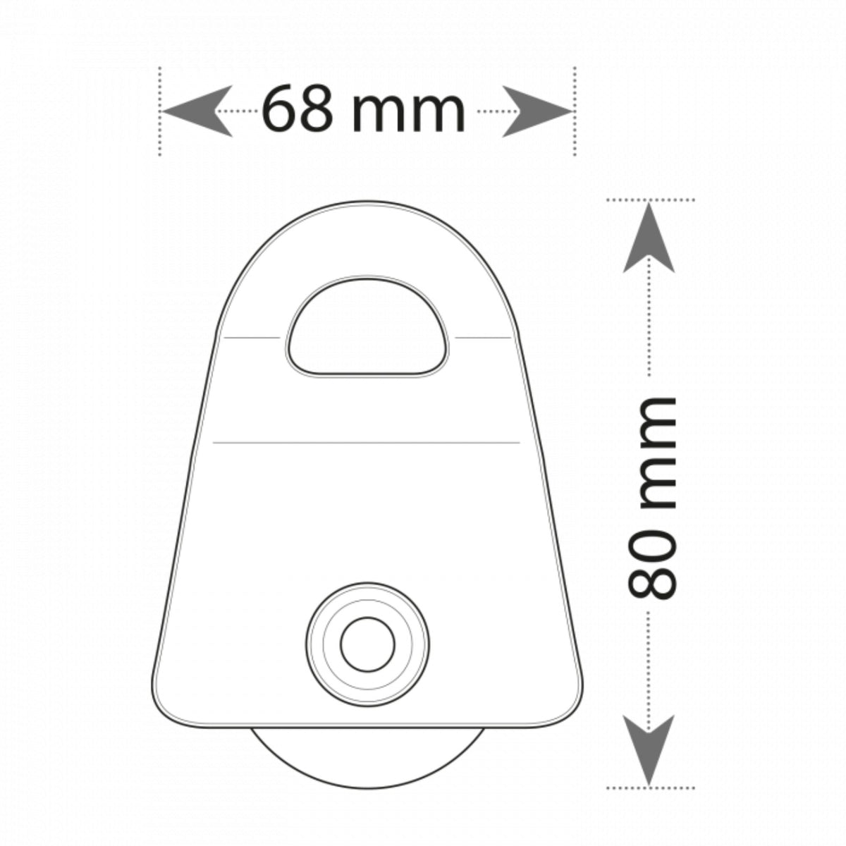 Beal Transf'Air Mini Pulley Line Drawing with Dimensions Height 80mm width 68mm