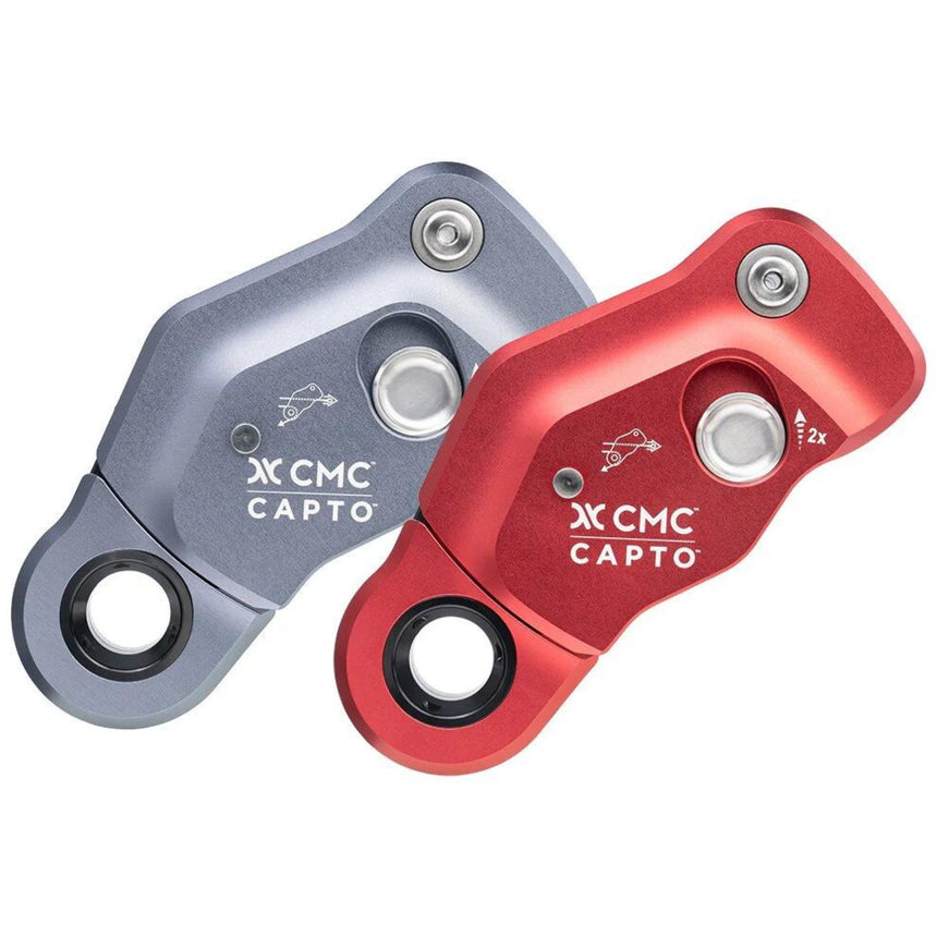 2 versions of CMC Capto - combined Rope Grab, Pulley and Becket for Hauling and Rescue a Grey 11mm and Red 13 mm