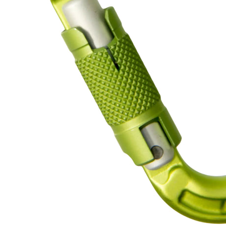 Close up of Twist mechanism in Edelrid HMS  Magnum Twistgate Carabiner in Oasis Lime Green