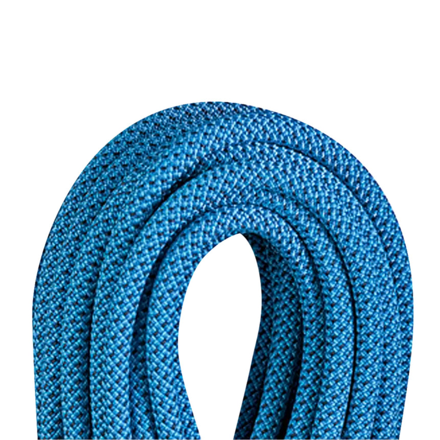 Closeup of Edelrid Tower 10.5mm Blue Sports Line Dynamic Rope