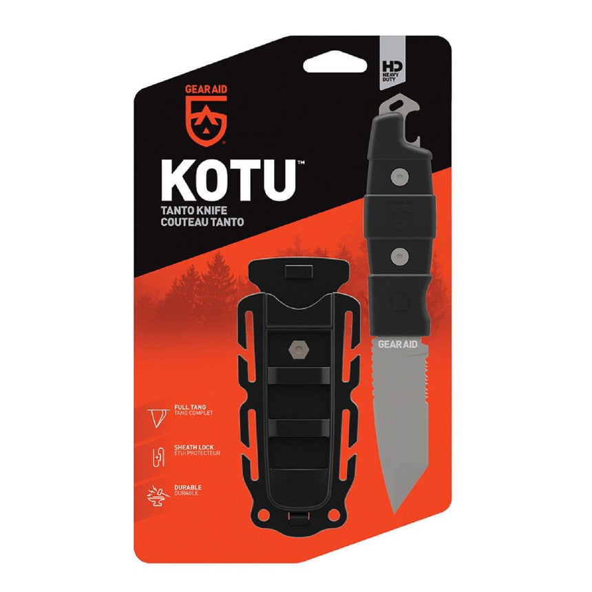 Gear Aid Kotu Tanto Knife with Black Handle in Retail Packaging with Euro hook
