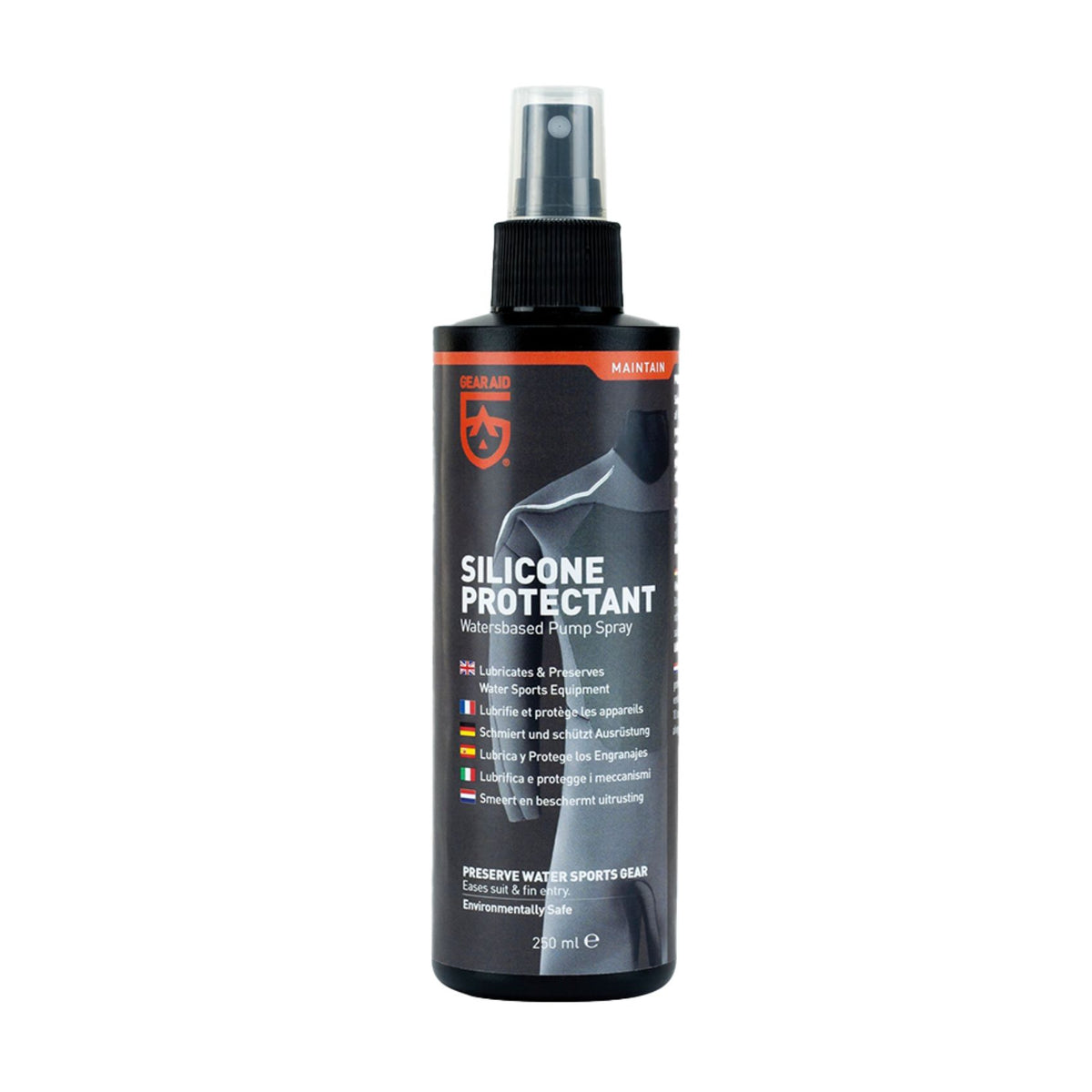Gear Aid Silicone Protectant Waterbased pump spray 250ml bottle to lubricate and maintain water sports equipment