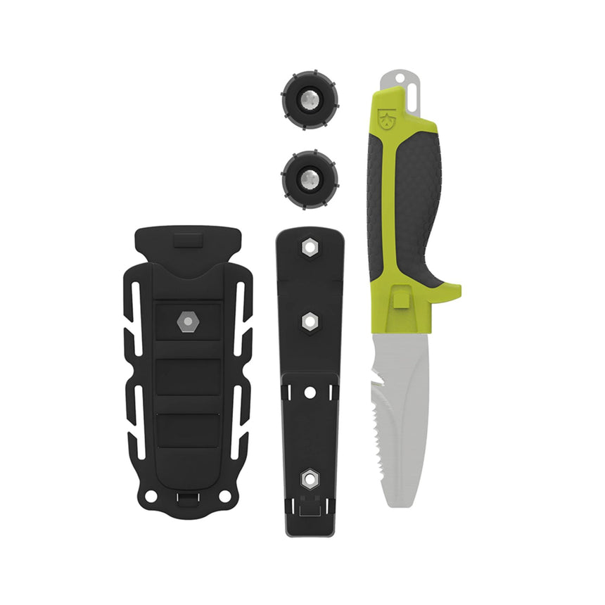 Gear Aid Tanu Dive Knife with Green Handle, Sheath and BCD adapter