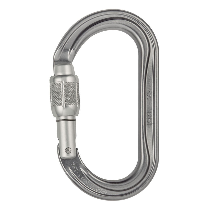 Grey Petzl OK Screwlock Carabiner