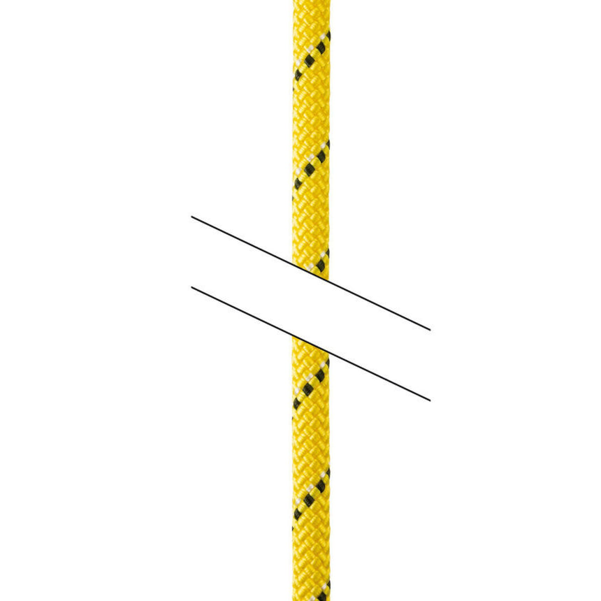 A break in Petzl Parallel 10.5mm rope showing it is possible to order a rope of
a specified custom length.