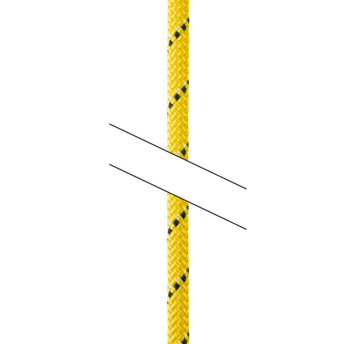 A break in Petzl Parallel 10.5mm rope showing it is possible to order a rope of
a specified custom length.