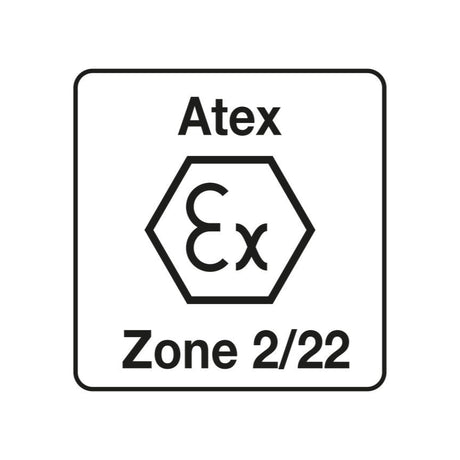 Petzl  Head Torch Light Feature Illustration Icon for Headlamp meeting ATEX zone 2/22 (II 3 GD Ex ic IIB T4 Gc IIIC T135° C Dc) certification requirements for work in
explosive environments.