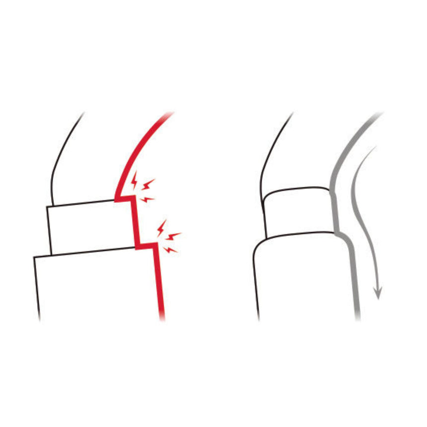 Illustration showing fluid interior design of Petzl OK carabiners which limits the risk of having a catch point and facilitates rotation of the carabiner.