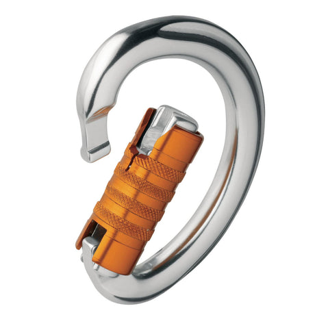 Open view of Petzl Omni Semi Circle Triact Lock Carabiner in Grey