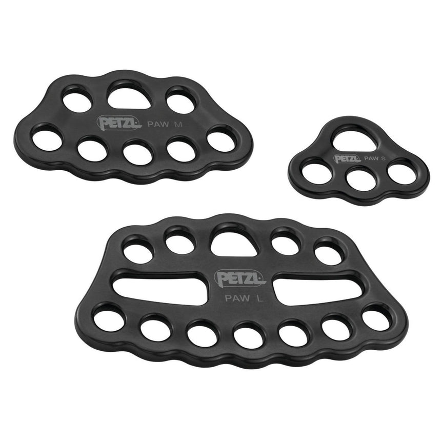 Petzl Black Rigging Plates in three sizes: S, M and L