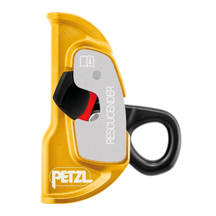 Petzl Rescucender safety catches are
equipped with red indicators that show when they are unlocked.