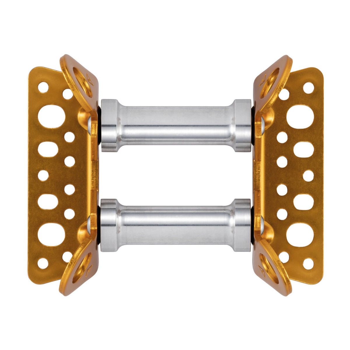 Petzl Roller Coaster multiple connection holes allow for choice of mounting options: 10 or 12 mm bolts, Pulse, Coeur Pulse.