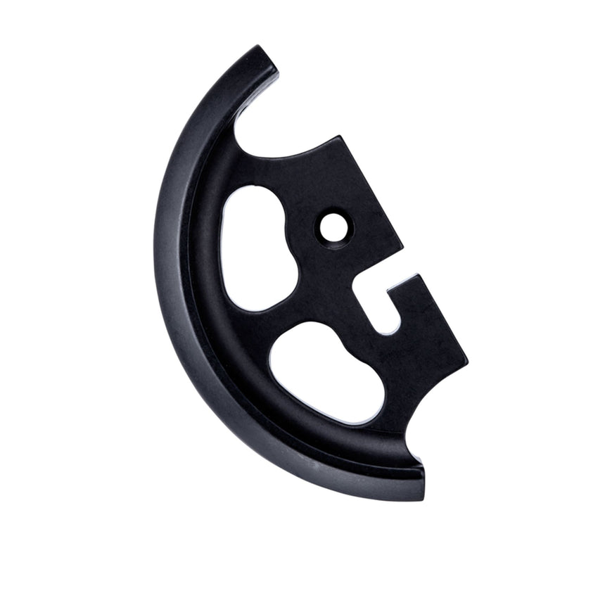 Close-up of the SMC TerrAdaptor Rocker Foot, showcasing its black aluminium design with multiple attachment holes and a smooth rounded edge for stability.