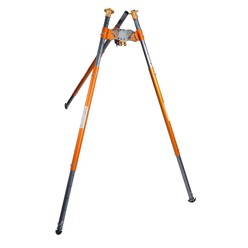 The SMC TerrAdaptor configured as a tripod with a lazy leg setup, showcasing its sturdy aluminium design and versatile anchoring capabilities.