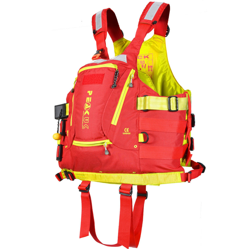 WRS Rescue Wrap PDF in showing left side with leg loops in Red and Lime