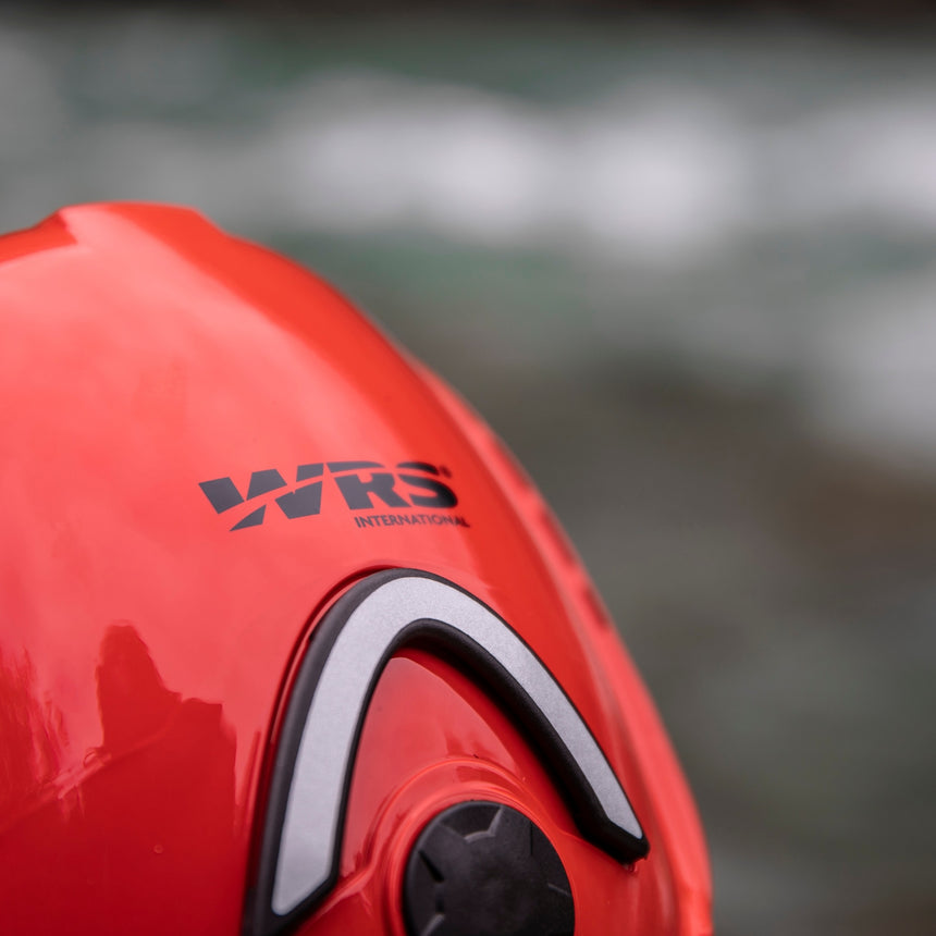 WRS technical helmet close up of the WRS logo