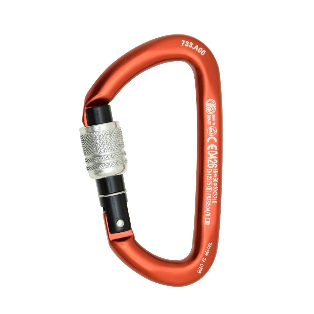 Kong Guide D-Shaped Screwgate carabiner red