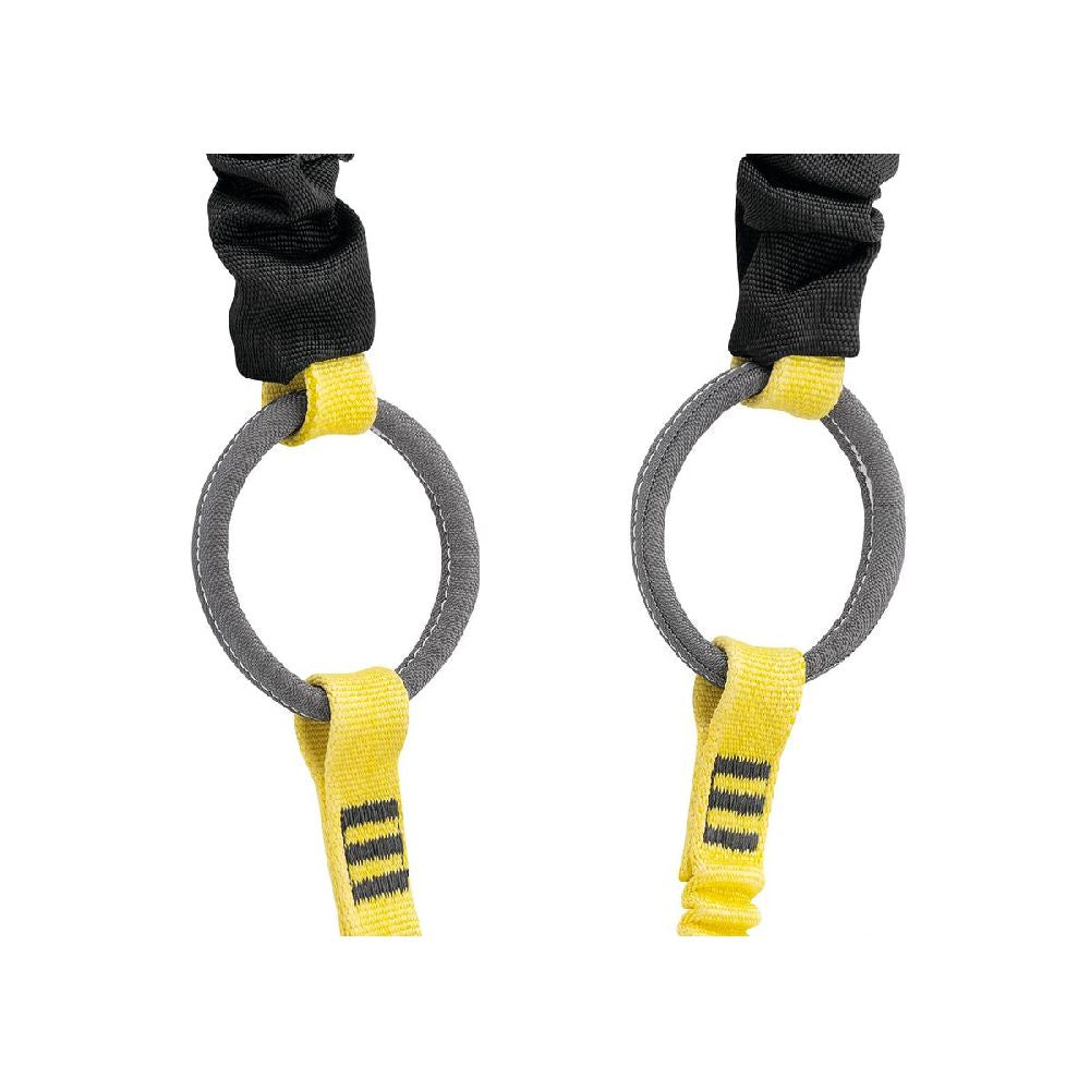 Petzl Absorbica-Y Tie-Back lanyards are equipped with integrated intermediate rings, for connection to very large structures. 