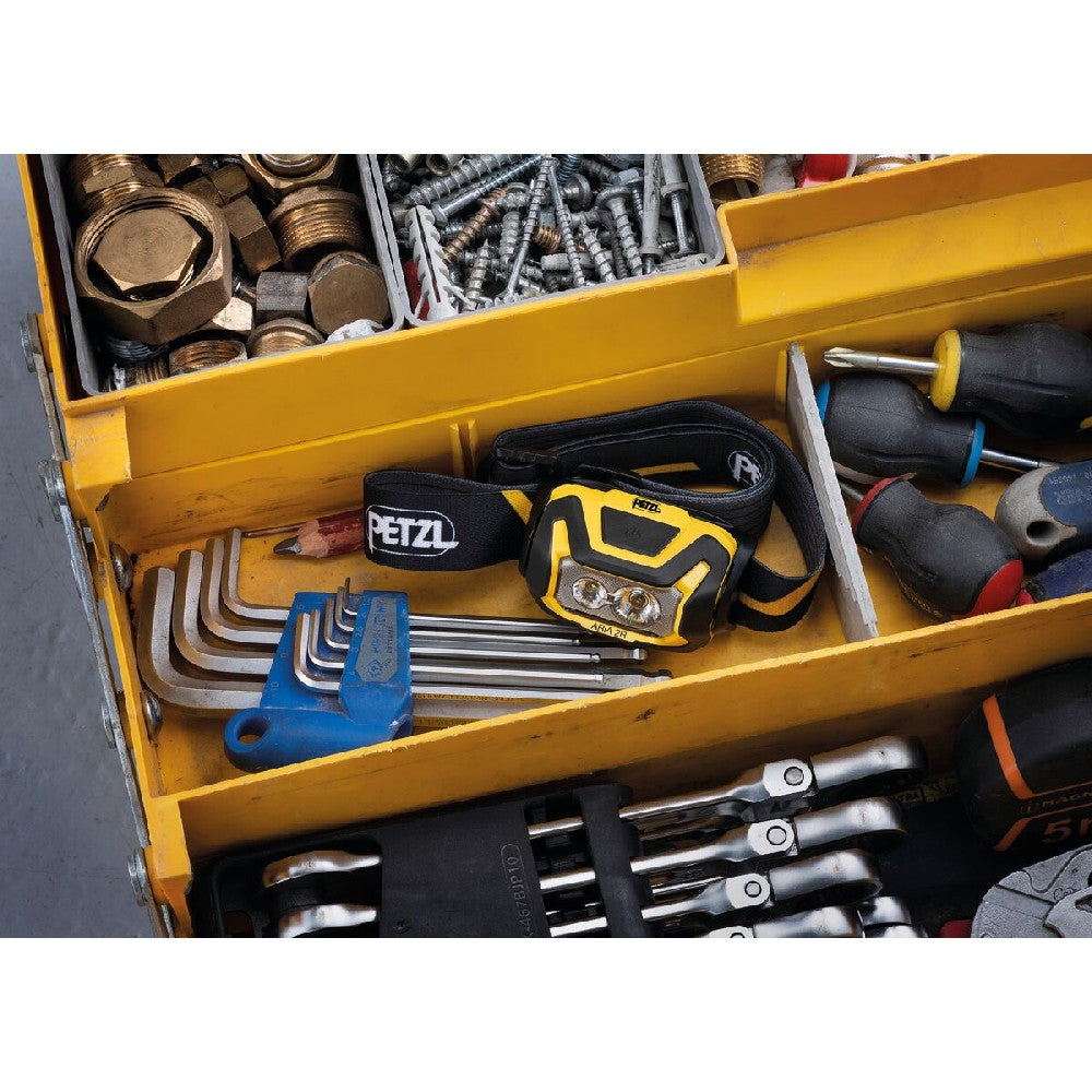 The ARIA 2R headlamp is compact and can easily be stored in a toolbox