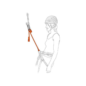 Adjustable and compact single lanyard for tethering to the anchor when climbing and mountaineering. 