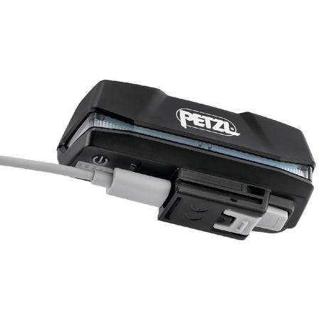 Petzl R1 Rechargeable battery simple charging with a USB-C port. It can be used as a spare battery to charge electronic devices