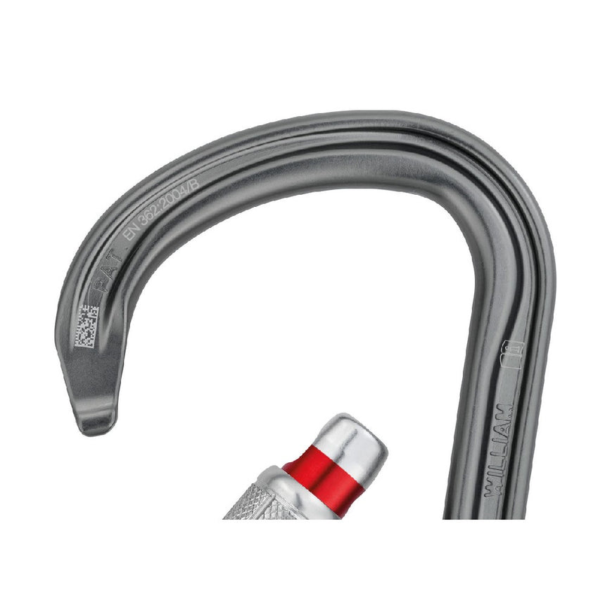 Petzl William Carabiner as an H cross-section that ensures an optimal strength/weight ratio and protects the markings from abrasion.