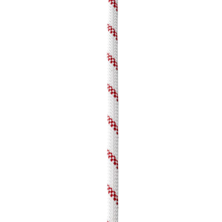 Edelrid Static Low Stretch 10.5mm Rope in Snow colourway snow white and red 