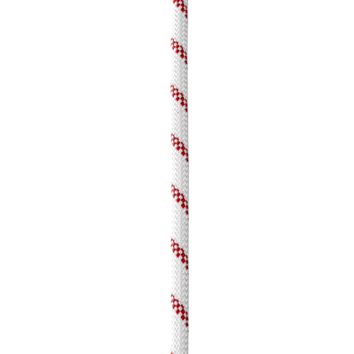 Edelrid Static Low Stretch 10.5mm Rope in Snow colourway snow white and red 