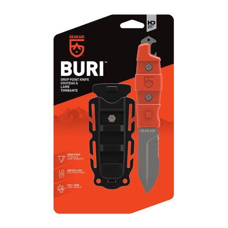 Gear Aid Buri Knife with Orange Handle  in Euro Hook Retail  Packaging 