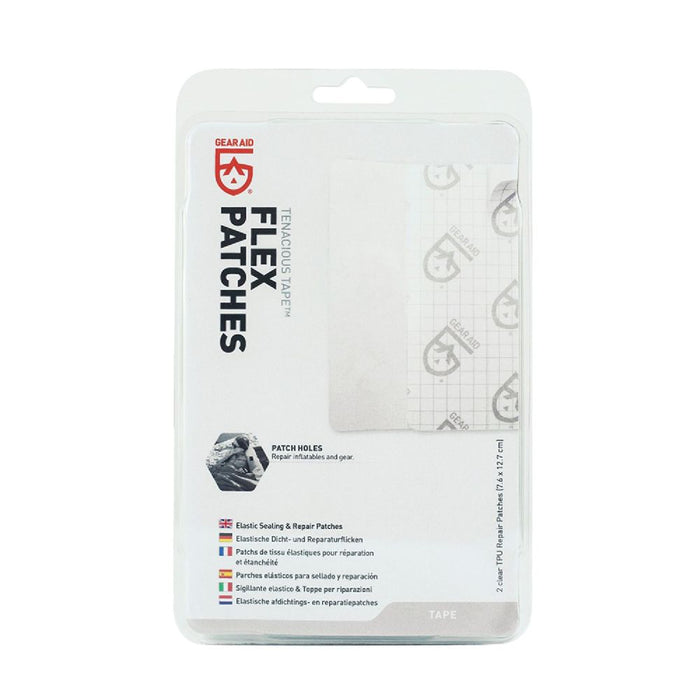 2 Clear TPU (7.6 x 12.7cm) Gear Aid Tenacious Tape Clear Flex Patches in Retail Euro Hook Packaging 