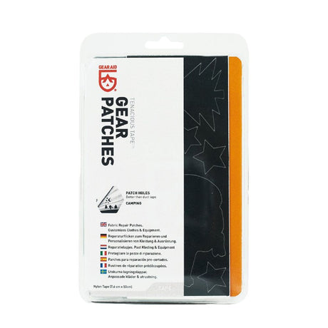 Gear Aid Tenacious Tape Gear Patches -  a selection of pre-cut shapes of nylon fabric repair patches to mend holes and personalise clothes and equipment