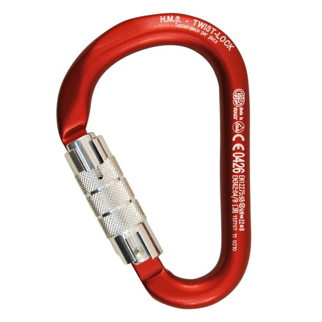 Kong HMS Classic Twist Lock Carabiner in Red and Polished