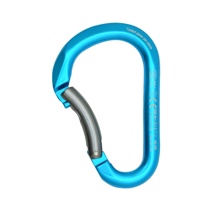 Kong Paddle Bent Gate Carabiner cyan polished