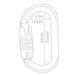 Line drawing of Petzl Oxan High-strength triact lock oval carabiner showing inner dimensions length: 8.8cm  and width :4cm 