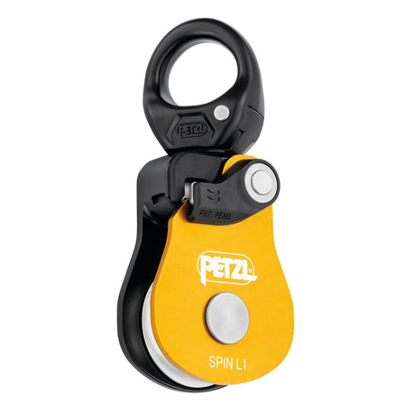 Yellow Petzl Spin L1 Pulley - Very high efficiency single pulley with swivel