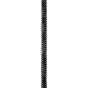 Close up of black Petzl Axis 11 mm low stretch kernmantel rope, designed for work at height
