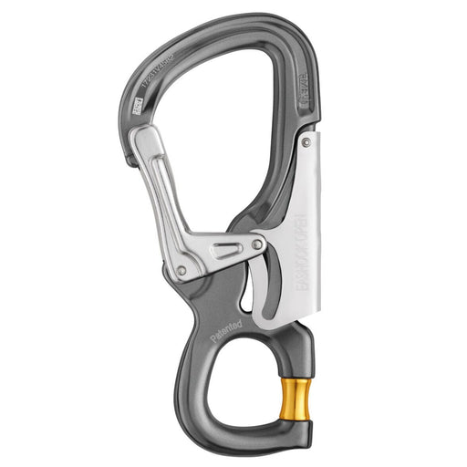 Petzl Grey Eashook Open Carabiner with gated connection point for double lanyard and work positioning lanyard