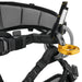 Application close up feature of the Petzl Falcon Mountain Rescue Harness: Installing the RING2RING accessory on the ventral attachment point allows better equipment organisation (lanyard(s), descender, rope clamp, chest harness, or other equipment).
