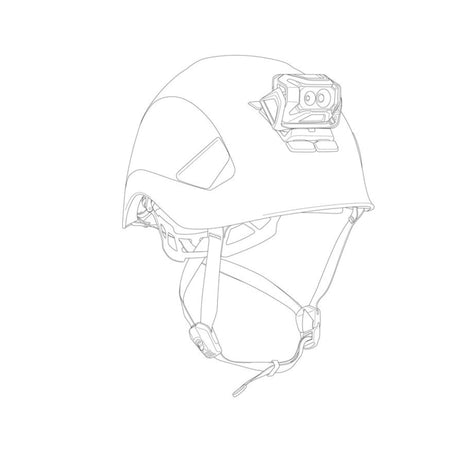 Illustration showing the Helmet Adapt adhesive plate allows you to mount a
compatible headlamp on most helmets.