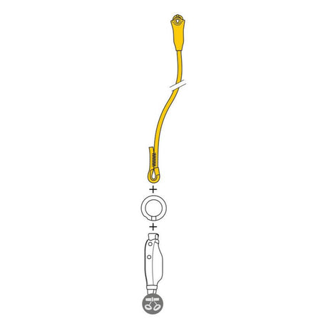 Petzl Jane I Dynamic Rope Lanyard  can be combined with an ABSORBICA energy absorber to make a single energy-absorbing lanyard with a maximum length of two meters.