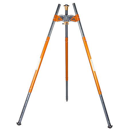 SMC TerrAdaptor Portable Anchor System shown fully assembled in tripod configuration with adjustable legs and rigging instructions printed on the tube